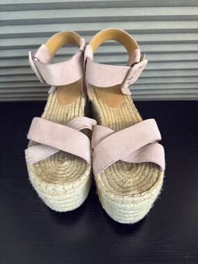 Marc Fisher Randall Blush Suede Espadrille Platform Wedge Sandals Women’s 9